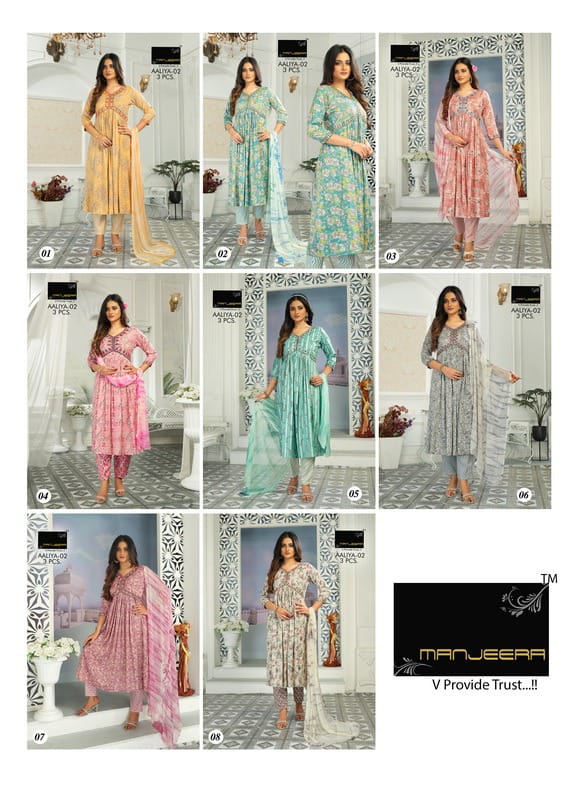 Manjeera Aaliya Vol 2 Designer Readymade Suits Catalog